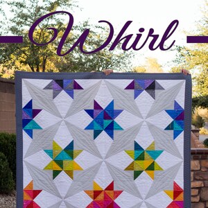 Whirl Modern Half Square Triangle and Paper Piece PDF Quilt Pattern image 1