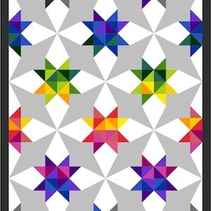 Whirl Modern Half Square Triangle and Paper Piece PDF Quilt Pattern image 5