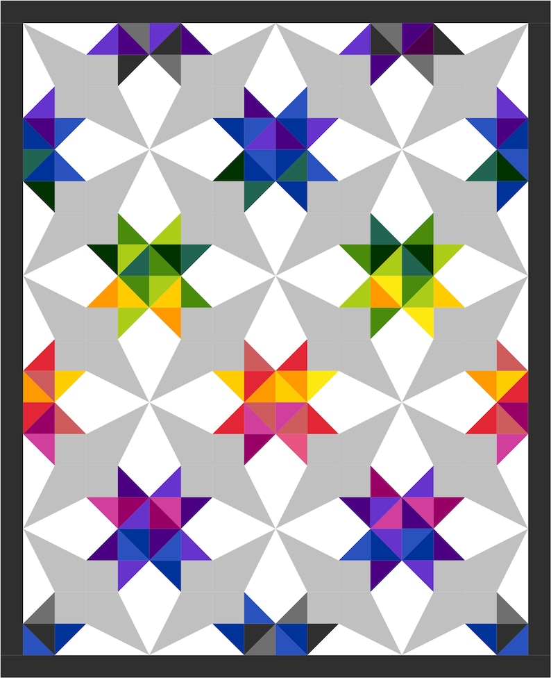 Whirl Modern Half Square Triangle and Paper Piece PDF Quilt Pattern image 5