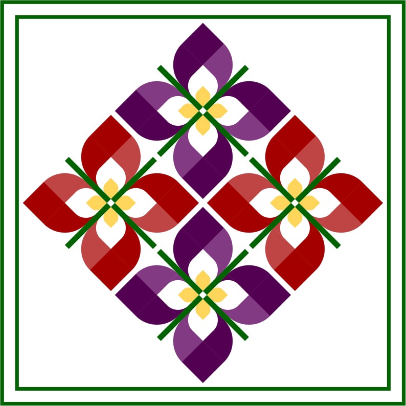 Modern Drunkards Path Flower PDF Quilt Pattern Windswept