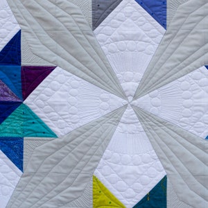 Whirl Modern Half Square Triangle and Paper Piece PDF Quilt Pattern image 4