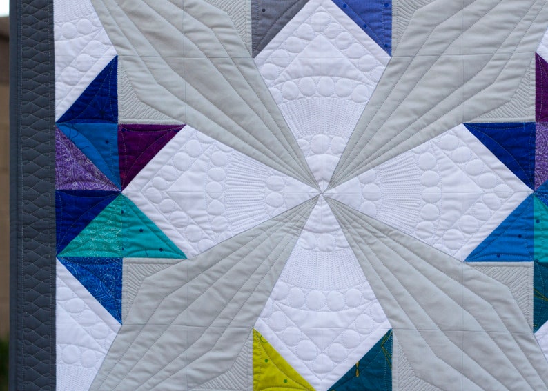 Whirl Modern Half Square Triangle and Paper Piece PDF Quilt Pattern image 4