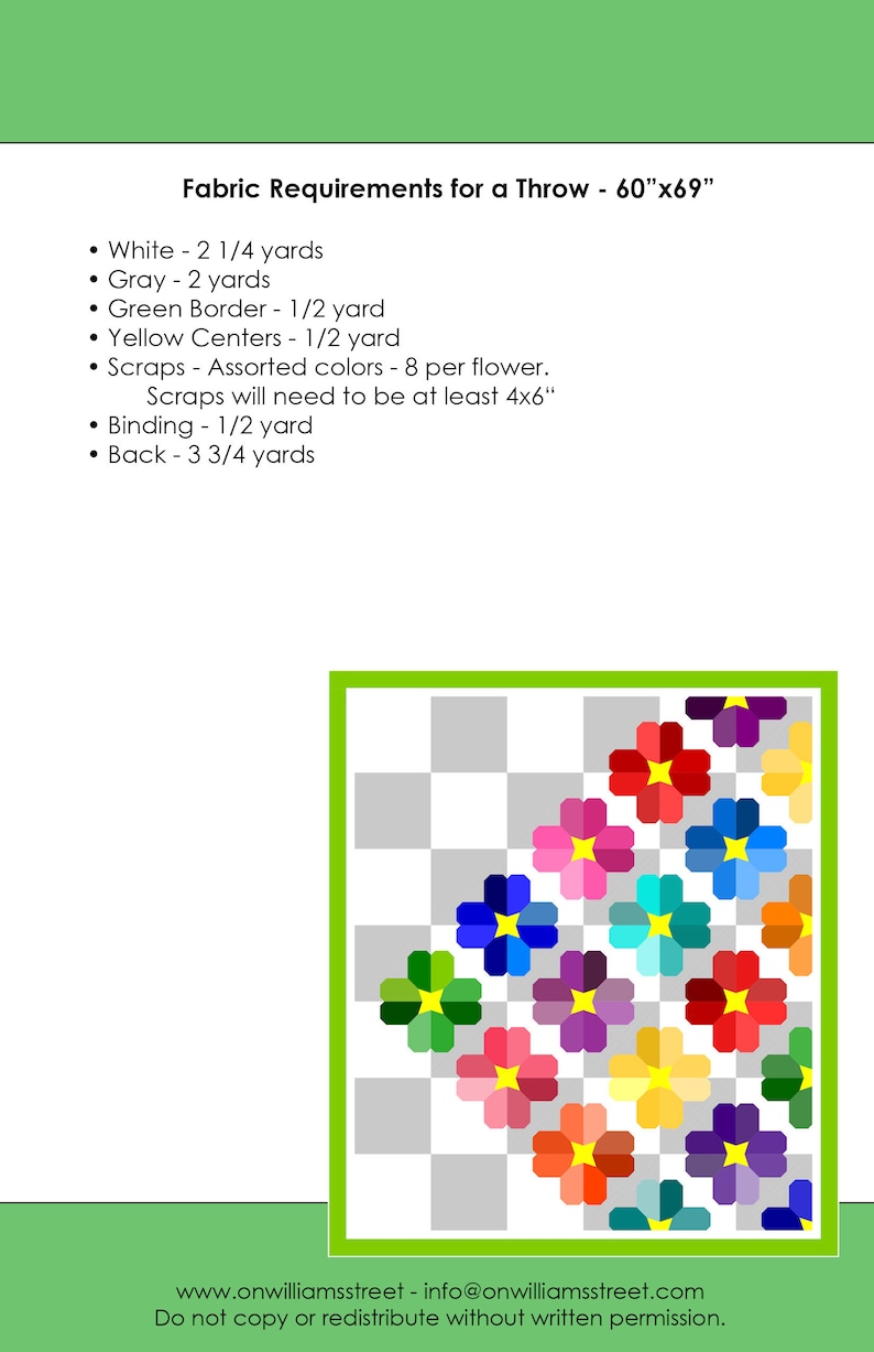 Checkmate Modern Foundation Paper Piece Scrappy Flower PDF Quilt Pattern image 3