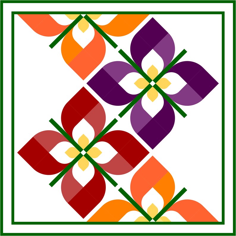 Modern Drunkards Path Flower PDF Quilt Pattern Windswept