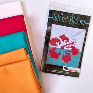 Island Bloom - Modern Pixel Flower Quilt Kit - 60x72" Throw Quilt Kit