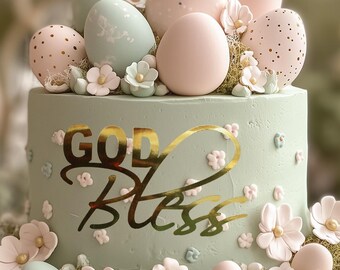 God Bless Mirror Cardstock Cake Wrap – 6” Wide Side Easter Decoration