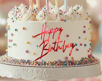 Happy Birthday Mirror Cardstock Cake Wrap – 6” Wide Side Cake Decoration