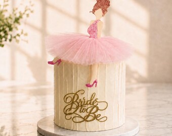 Bride to Be Cake Topper Bridal Shower Decor Bachelorette Party Glitter 3D Tutu Bride