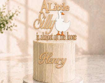 Goose On The Loose Cake Topper with Name, Silly Goose Baby Shower Cake Topper, Personalized Goose Baby Shower Decor, Custom Name Topper
