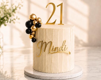 21st Birthday Cake Topper 2 Piece Set Personalized Name and Age