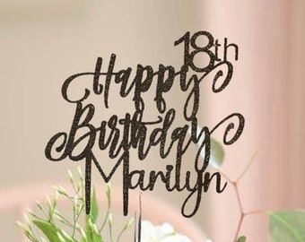 Glitter Birthday Centerpiece Pick: Custom Name Party Decor