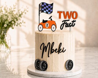 Two Fast Wood Cake Topper Set: Race Car Birthday for Toddlers
