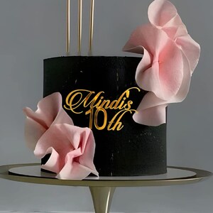 Customizable Gold, Silver, or Rose Gold Birthday Cake Charm with Personalized Age and Name