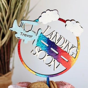 Baby Shower Cake Topper Boy, Landing Soon Theme, Boy Baby Shower, Airplane Shower Decor, Baby Announcement, It&#39;s A Boy Ideas, Personalized