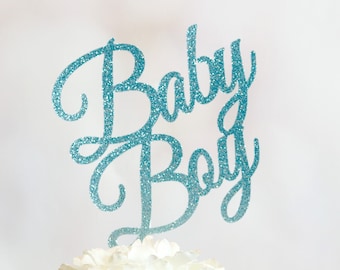 Baby Boy Cake Topper, ANY COLOR, Baby Shower, Cake Topper, Welcome Baby, Baby Cake Topper, Sprinkle, Baby Blue Glitter, Custom Cake Topper