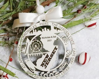 Personalized New Jersey Wood Ornament: Cape May, Atlantic City