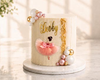 Personalized Ballerina Cake Topper, Custom Ballet Birthday Cake Decoration, Name and Age Cake Charm, Ballerina Birthday Party Decor