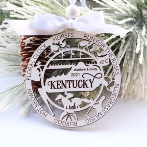 Personalized Christmas Ornament, Kentucky Christmas Wood Ornament, Bluegrass Music, Christmas Tree Decorations, Kentucky Memory Keepsake