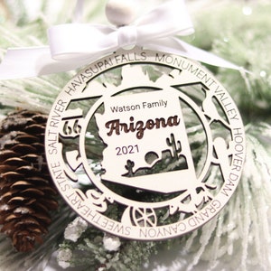 Personalized Christmas Ornament, Arizona Christmas Wood Ornament, Sweetheart State, Christmas Tree Decorations, Arizona Memory Keepsake