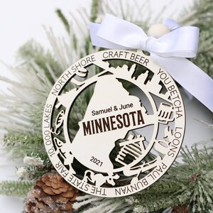 Personalized Minnesota Wood Christmas Ornament: North Shore Keepsake