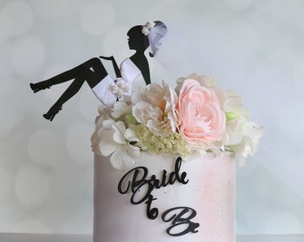 Bride To Be Cake Topper: Wood Bachelorette Party Decoration with Veil