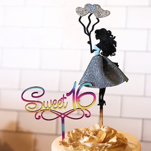 Sweet 16 Cake Topper, Wood Cake Topper, 16th Birthday Party, Sweet Sixteen Party Decorations, Girl Happy Birthday Topper, Official Teenager