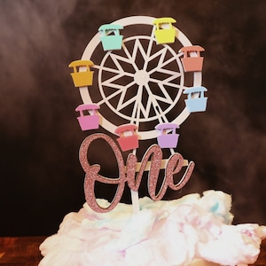 Handcrafted Wooden Ferris Wheel Cake Topper for First Birthday Party Decorations - Unique Carnival Theme