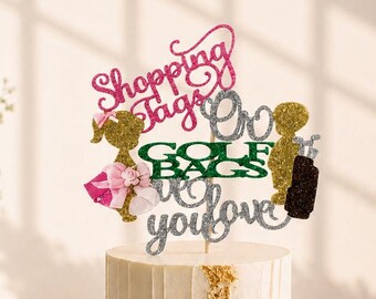 Shopping Bags or Golf Bags Baby Shower Cake Topper, Golf Theme Baby Shower, Gender Reveal Decoration, Boy or Girl Party