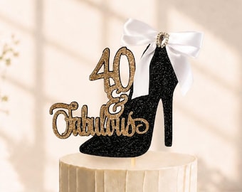 Cake Topper Custom Birthday High Heel Glitter Glamour Woman Party Decor