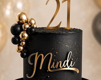 21st Birthday Cake Topper 2 Piece Set Personalized Name and Age