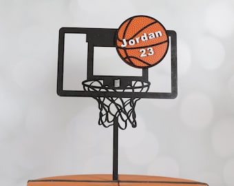 Personalized Basketball Cake Topper: Wood Birthday Party Decor
