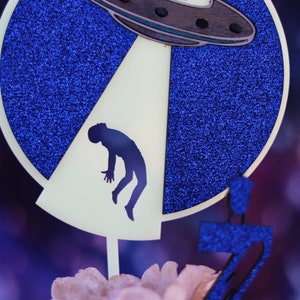 Space Party, Outer Space Party, Area 51, Personalized Wood Cake Topper ...