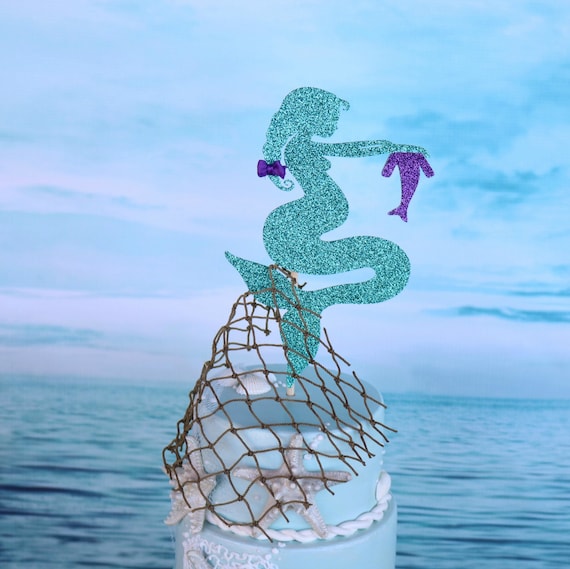 Pregnant Mermaid Cake Topper: Glitter Baby Shower Decoration
