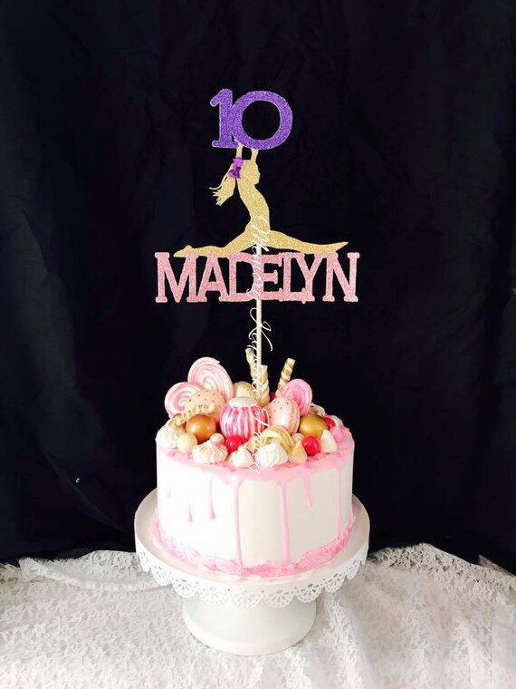 ANY NAME Gymnastics Cake Topper Any Age Girls Birthday
