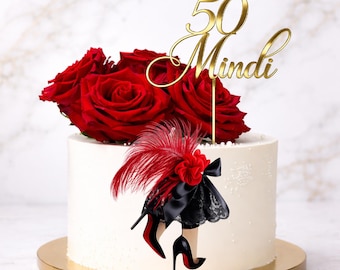 Glamour Gal Cake Topper Set Personalized Name Age Diva Birthday Side Cake Charm