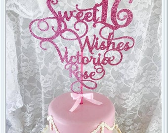 Sweet 16 Cake Topper - Sweet 16 Party Decorations - Sweet 16 Party Decor - Sweet 16 Party Centerpiece Piece - Sweet 16 Birthday Party Cake