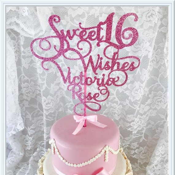Sweet 16 Cake Topper Sweet 16 Party Decorations Sweet 16 Etsy