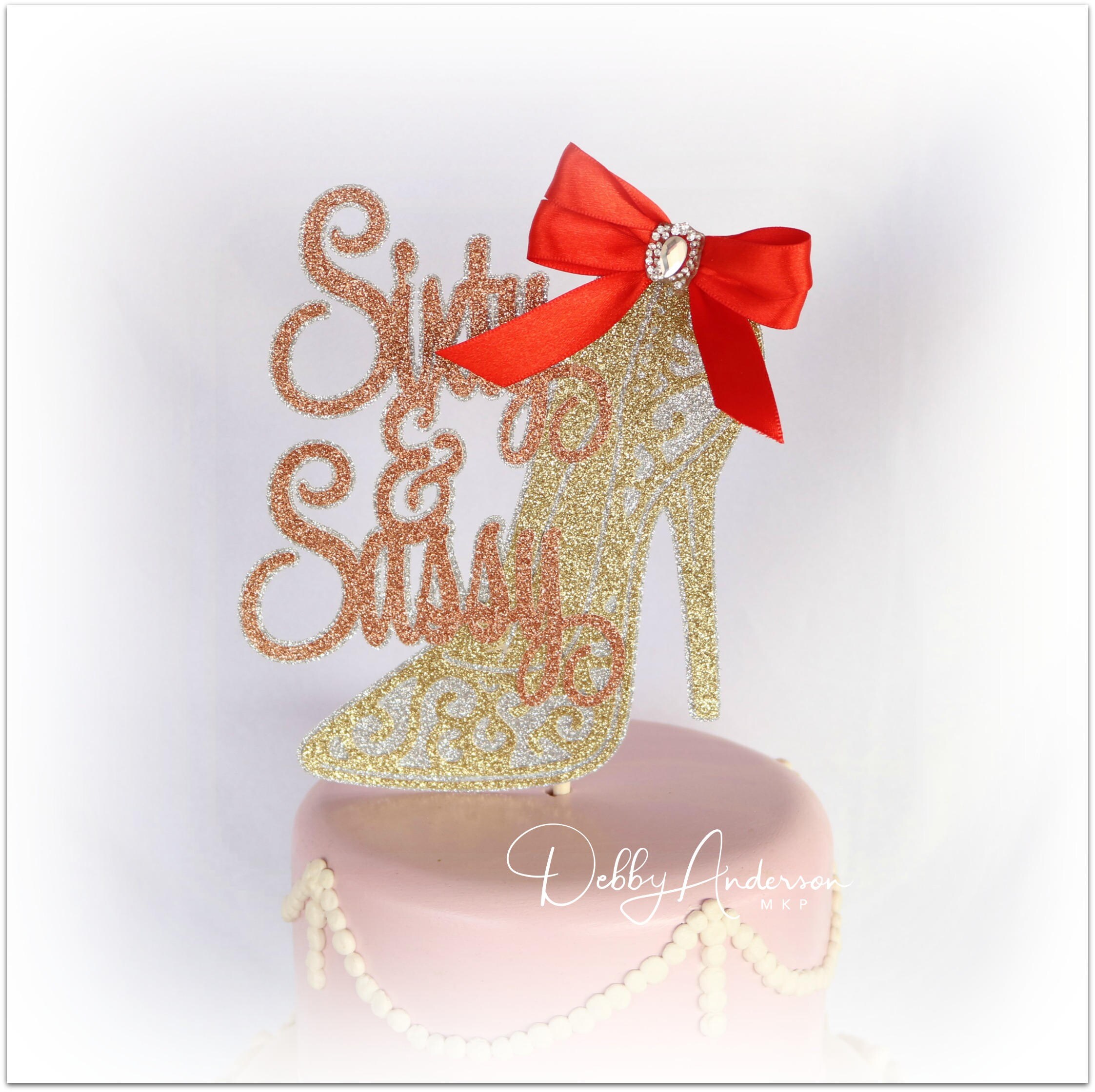 Sixty And Sassy Cake Topper Any Age Colors High Heels Etsy - golden bling braces codes for roblox high school