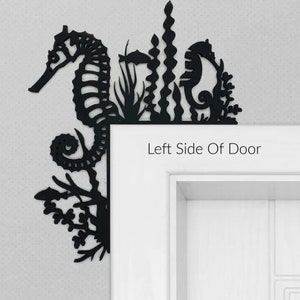 Seahorse Door or Window Trim, Under The Sea Wood Frame Sitter, Magical Wall Decor, Party Decorations, Baby Nursery Birthday Gift