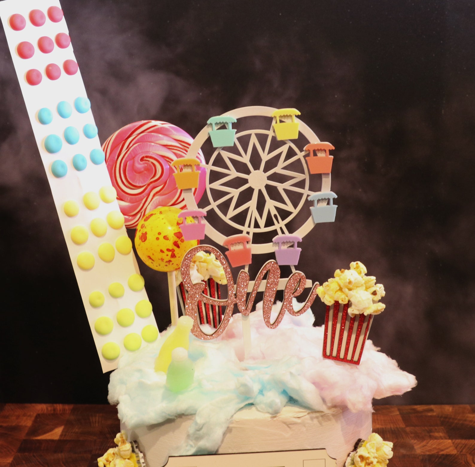 Handcrafted Wooden Ferris Wheel Cake Topper for First Birthday Party ...