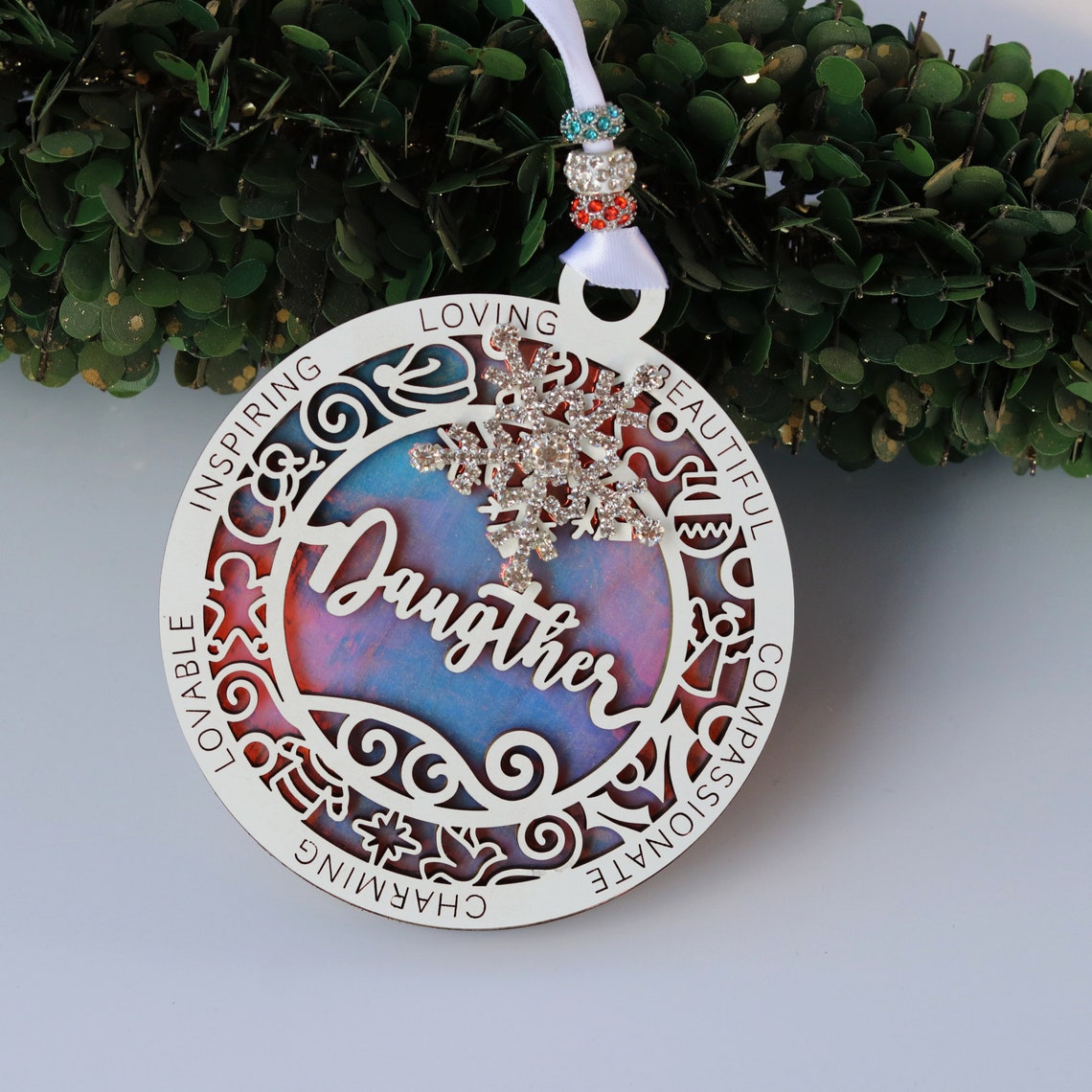 Daughter Ornament Snowflake Ornament Wood Personalized Etsy