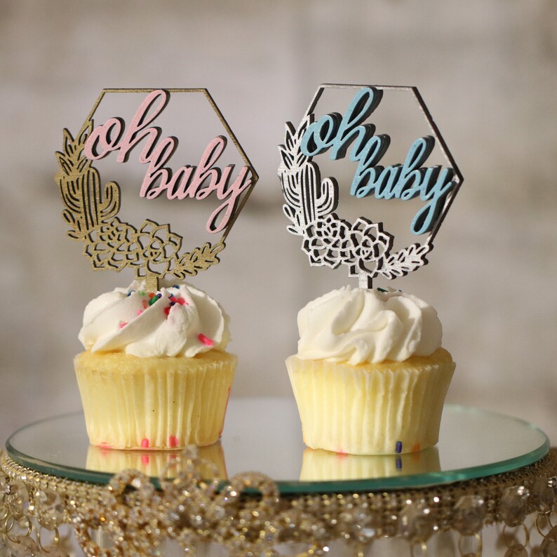 Oh Baby Cupcake Toppers Baby Cupcake Toppers Wood Cake Etsy