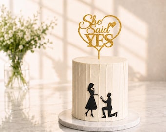 She Said Yes Proposal Engagement Glitter Cake Topper 3 Pieces