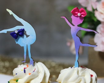 Gymnastics Cupcake Toppers - Gymnastics Party Decorations - Gymnastics Party Decor - Gymnastics Birthday Party Cupcake Toppers - Girl Party