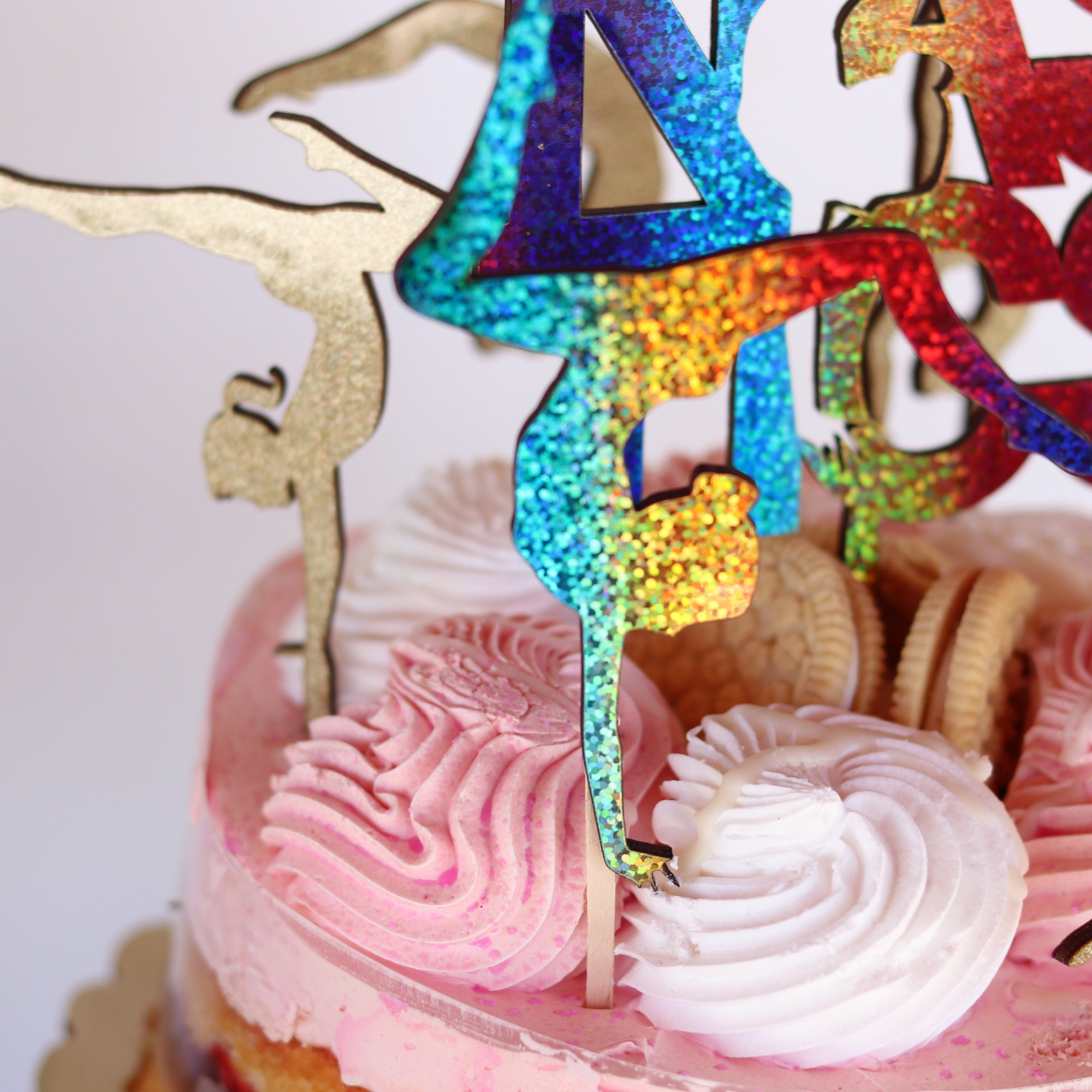 jojofuny 48 Pcs Cake Inserts Dessert Insert Heart Glitter Cake Picks Cake  Ornament Party Dessert Topper Gender Reveal Party Decors Topersitos para