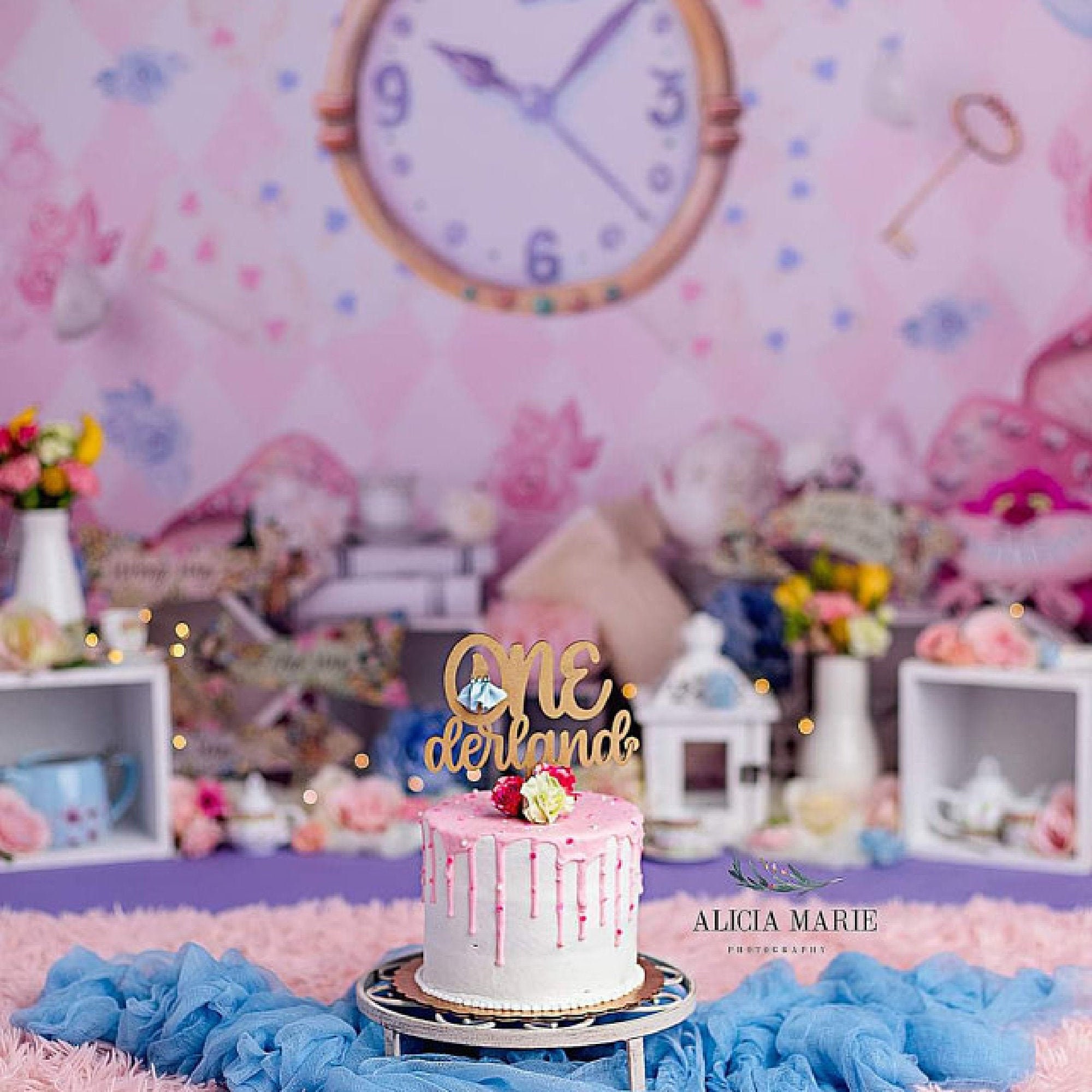 Alice in onederland cake topper - Custom Name - Alice in wonderland cake  topper - alice in wonderland birthday party