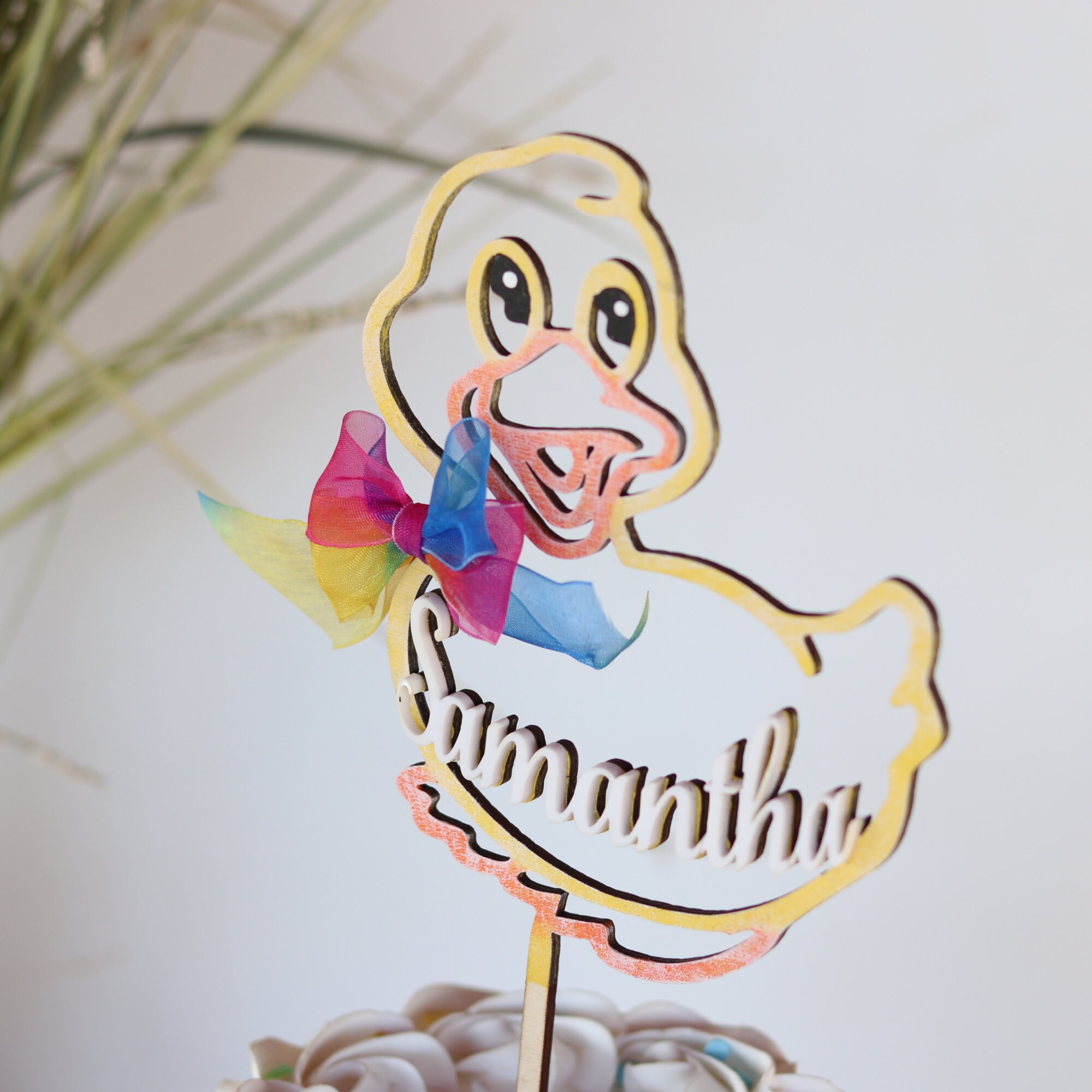 Duck Cake Topper Wood Cake Topper Personalized Custom Party | Etsy