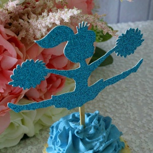 Cheerleader, Cupcake Toppers, ANY COLORS, Teenager Party, Cheerleading Party, Sports Party, Girls Birthday Party, Cheer Birthday Party