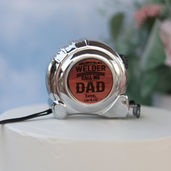 Personalized Cedarwood Tape Measure 25 ft: Welder Dad Gift