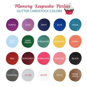 K&ouml;nnte beinhalten: Eine Tabelle mit 20 verschiedenen Glitzer-Kartonfarben zum Basteln und Scrapbooking. Die Farben umfassen Lila, Flieder, Marineblau, Blau, Aqua, Babyblau, Dunkelgr&uuml;n, T&uuml;rkis, Sonnenschein, Koralle, Rot, Burgunderrot, Kaugummi, Cupcake, Schwarz, Anthrazit, Silber, Wei&szlig;, Gold und Ros&eacute;gold.